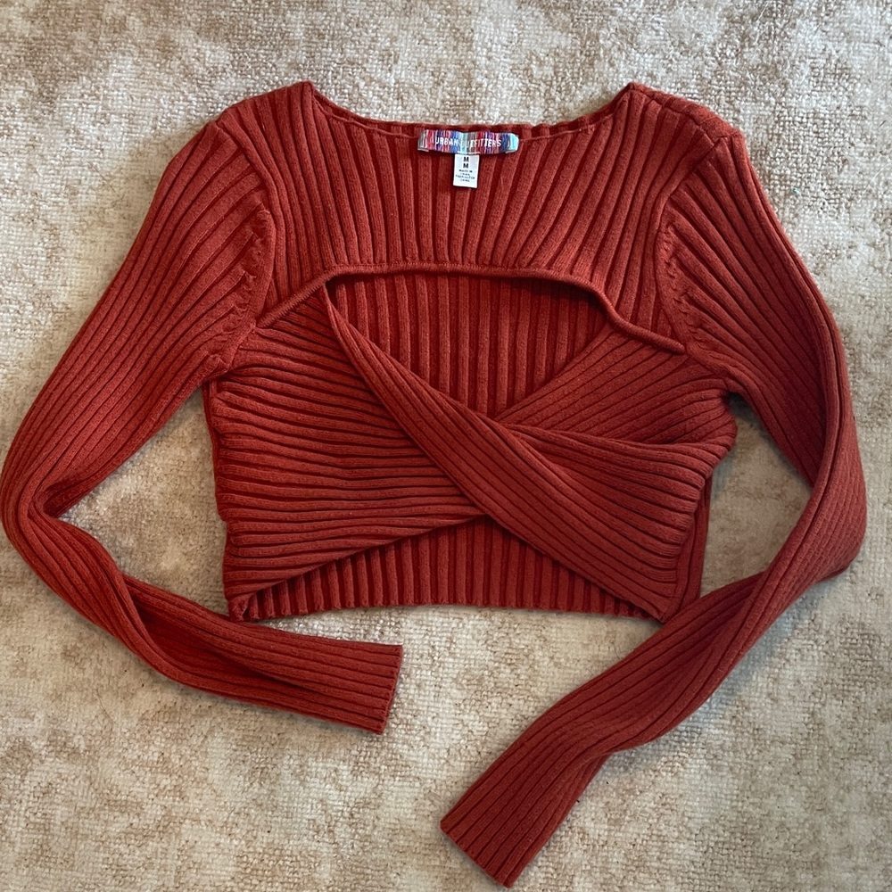 Urban Outfitters Rust Ribbed Knit Crop Top